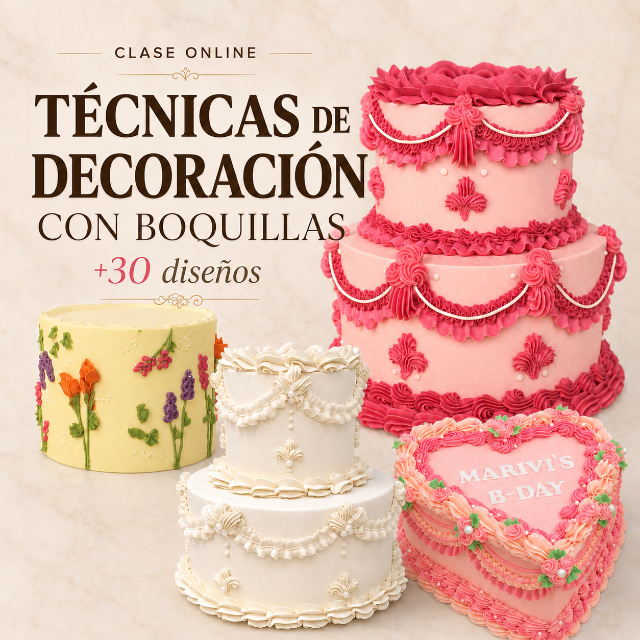 Técnicas de Decoración de tortas y postres con Boquillas (+ guía practica de regalo)